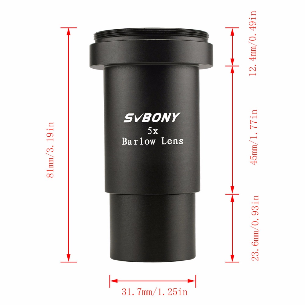 SVBONY天文望远镜配件5X增倍镜1.25英寸带M42X0.75螺纹F9130A,巴洛镜品牌【行情 报价 价格 评测】-深圳市达泰森贸易有限公司